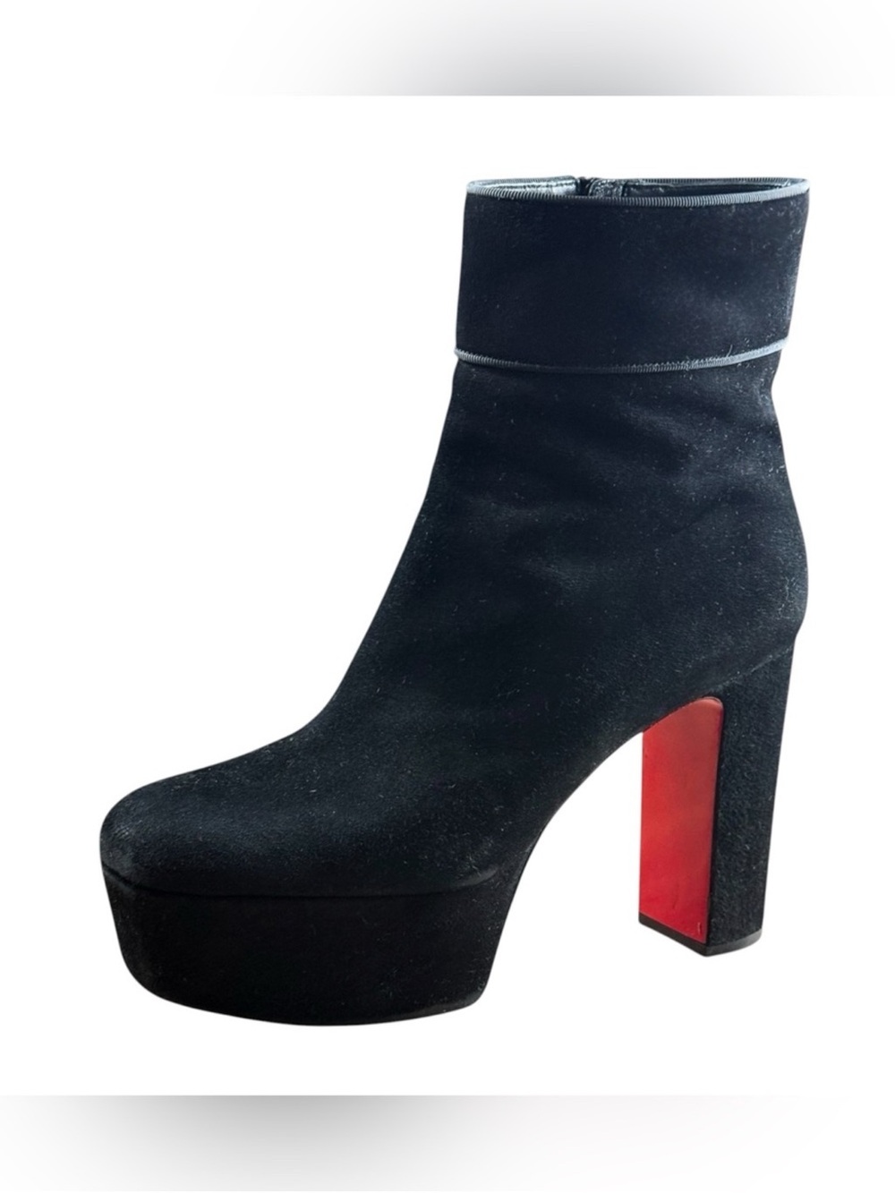Christian Louboutin Black Suede Platform Ankle Boots  Size 37